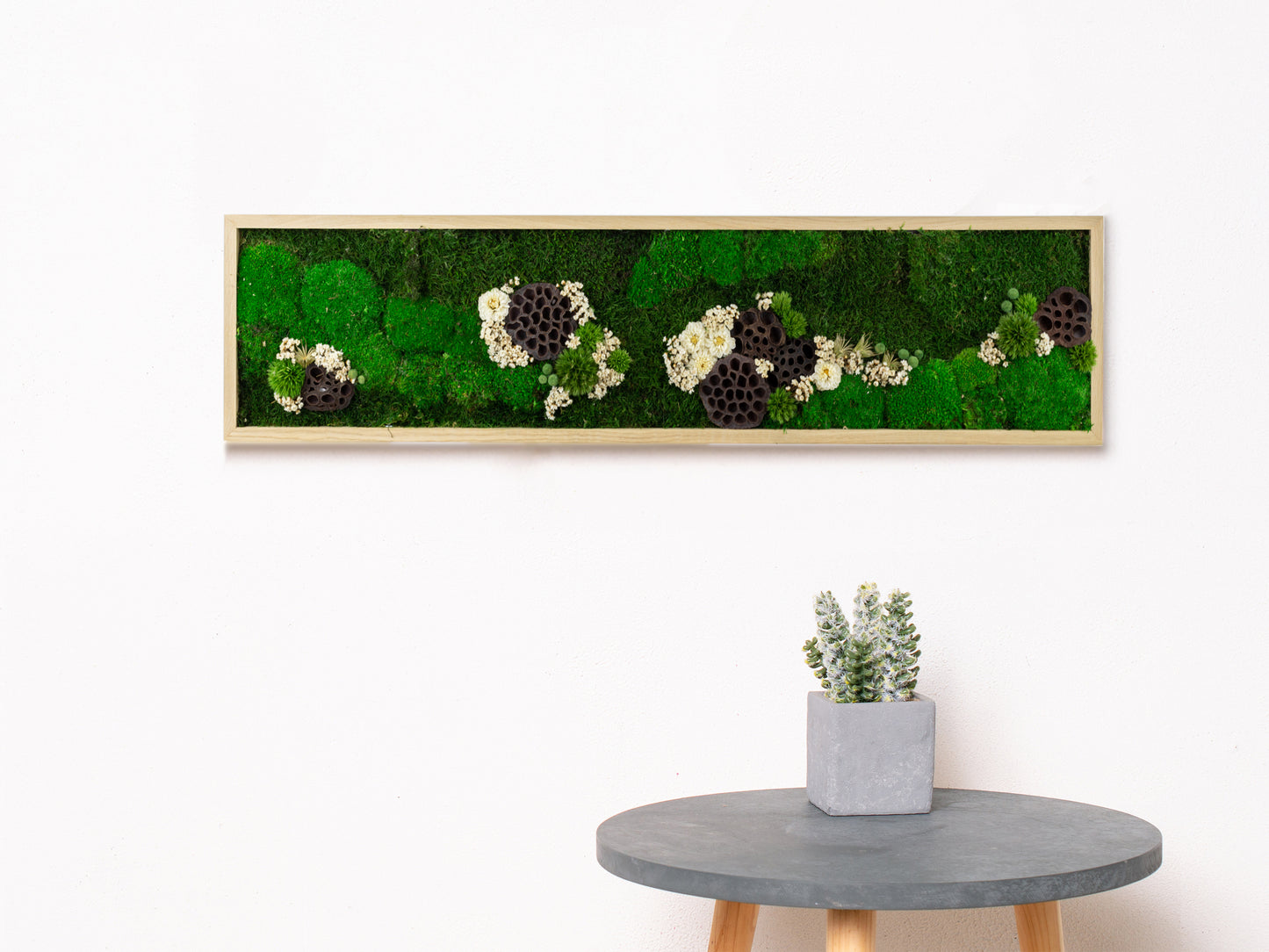 Authentisches, konserviertes Moos-Wandbild mit LED-Beleuchtung und lebendem Moos für Büro oder Zuhause, 1-teiliger Rahmen