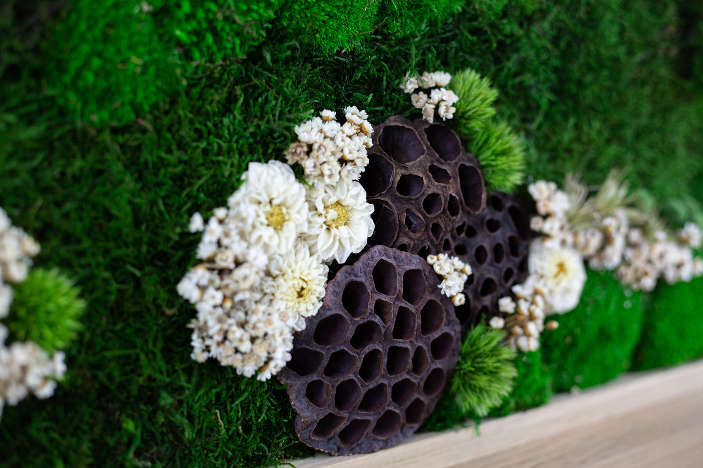 Authentisches, konserviertes Moos-Wandbild mit LED-Beleuchtung und lebendem Moos für Büro oder Zuhause, 1-teiliger Rahmen