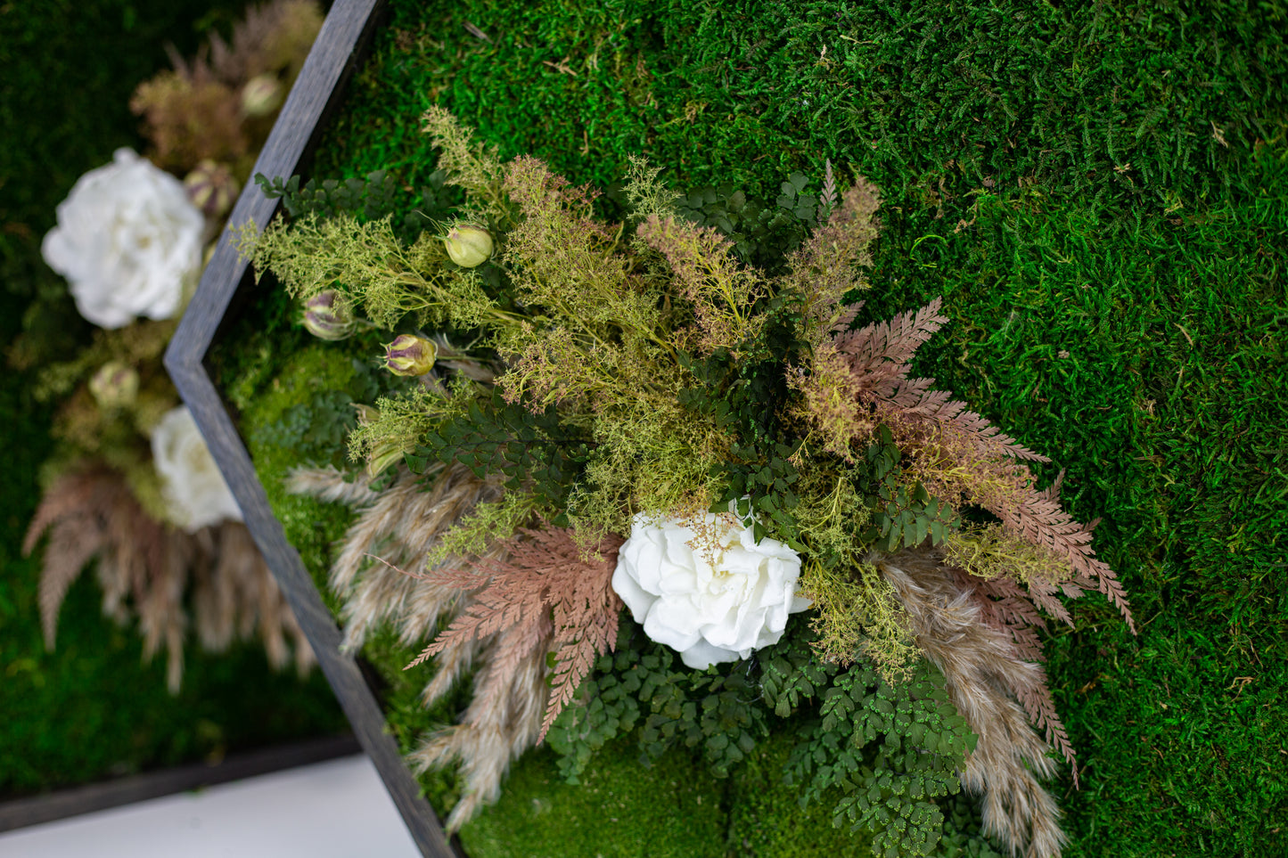 Handgefertigtes Pflanzenkunst-Set | Dreiteiliges Mooskunst-Set | Natürliche Eiche und Pflanzenkunst | Einzigartiges Wohnaccessoire | Originelle LED-Wandkunst