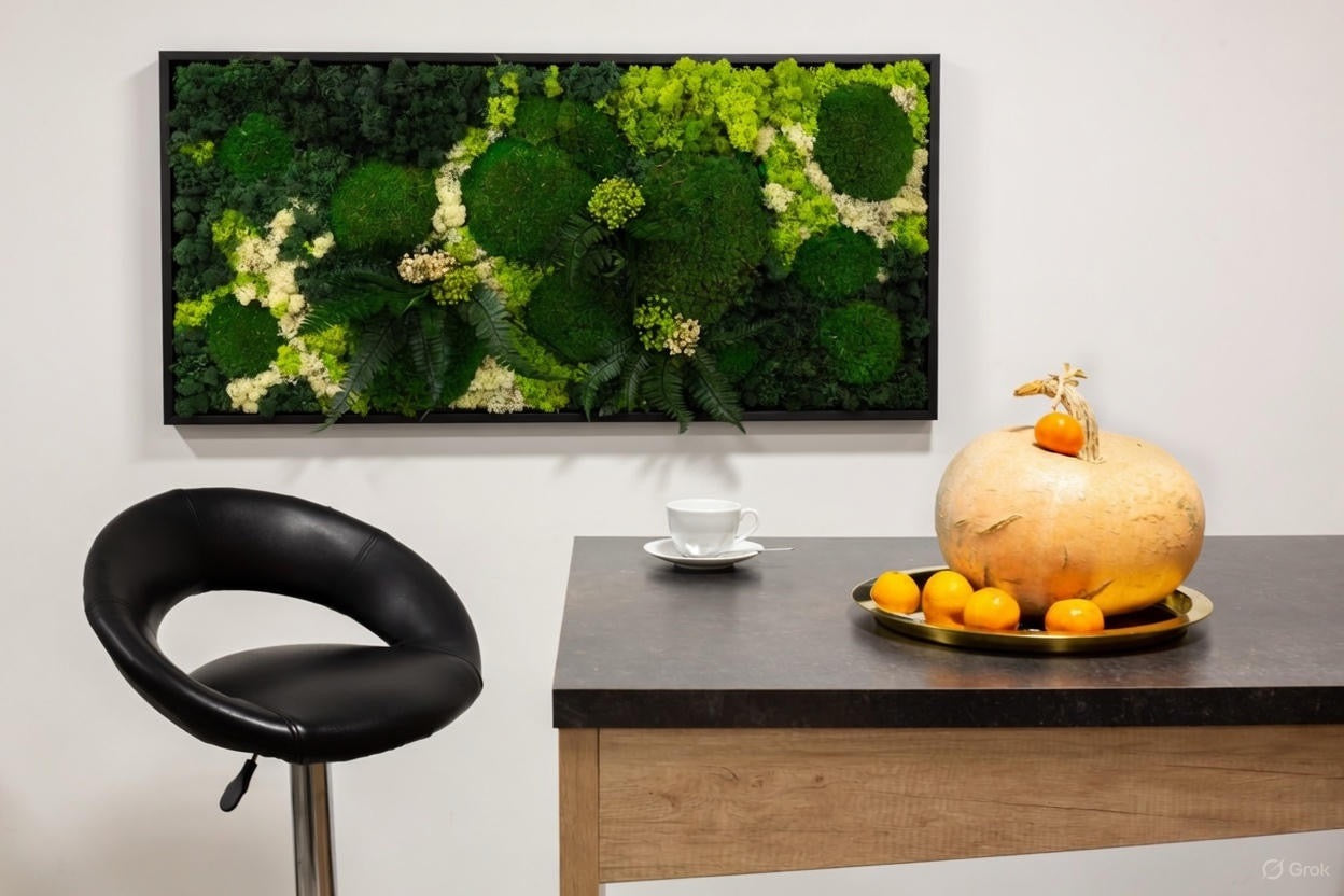 Wunderschöne Moos-Wandkunst mit LED-Beleuchtung – Lebendes Moos-LED-Kunstwerk – Gerahmte, konservierte Moos-Wandkunst mit Beleuchtung – Dekoration für Ihr Zuhause