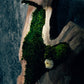 New White Olive Wood LED-Backlit Preserved Moss Art: Eco-Friendly, Green Wall Decor for Home