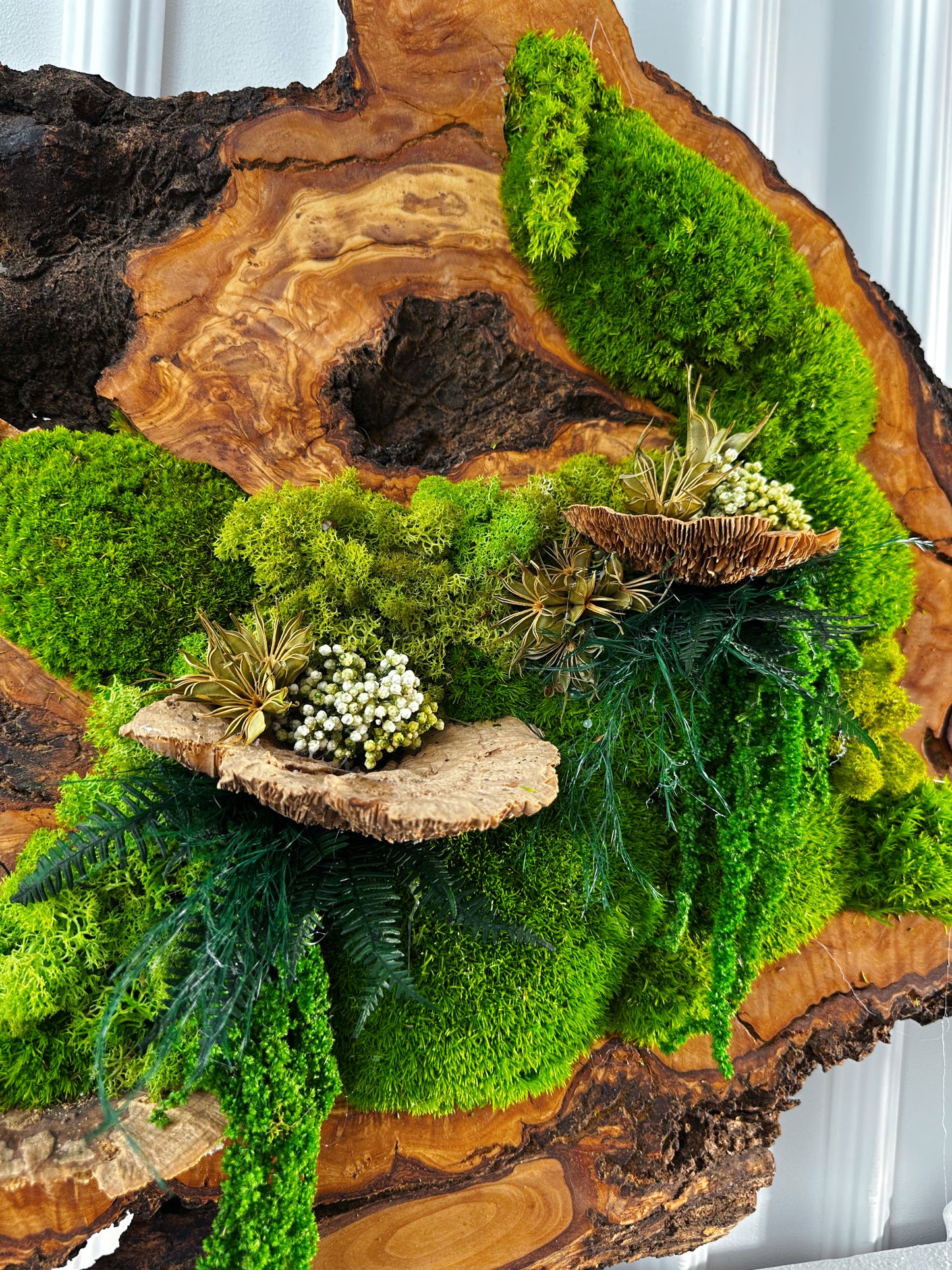 Wunderschönes Kunstwerk aus konserviertem Moos mit LED-Beleuchtung Lebendes Moos LED-Wandbild Konserviertes Moos