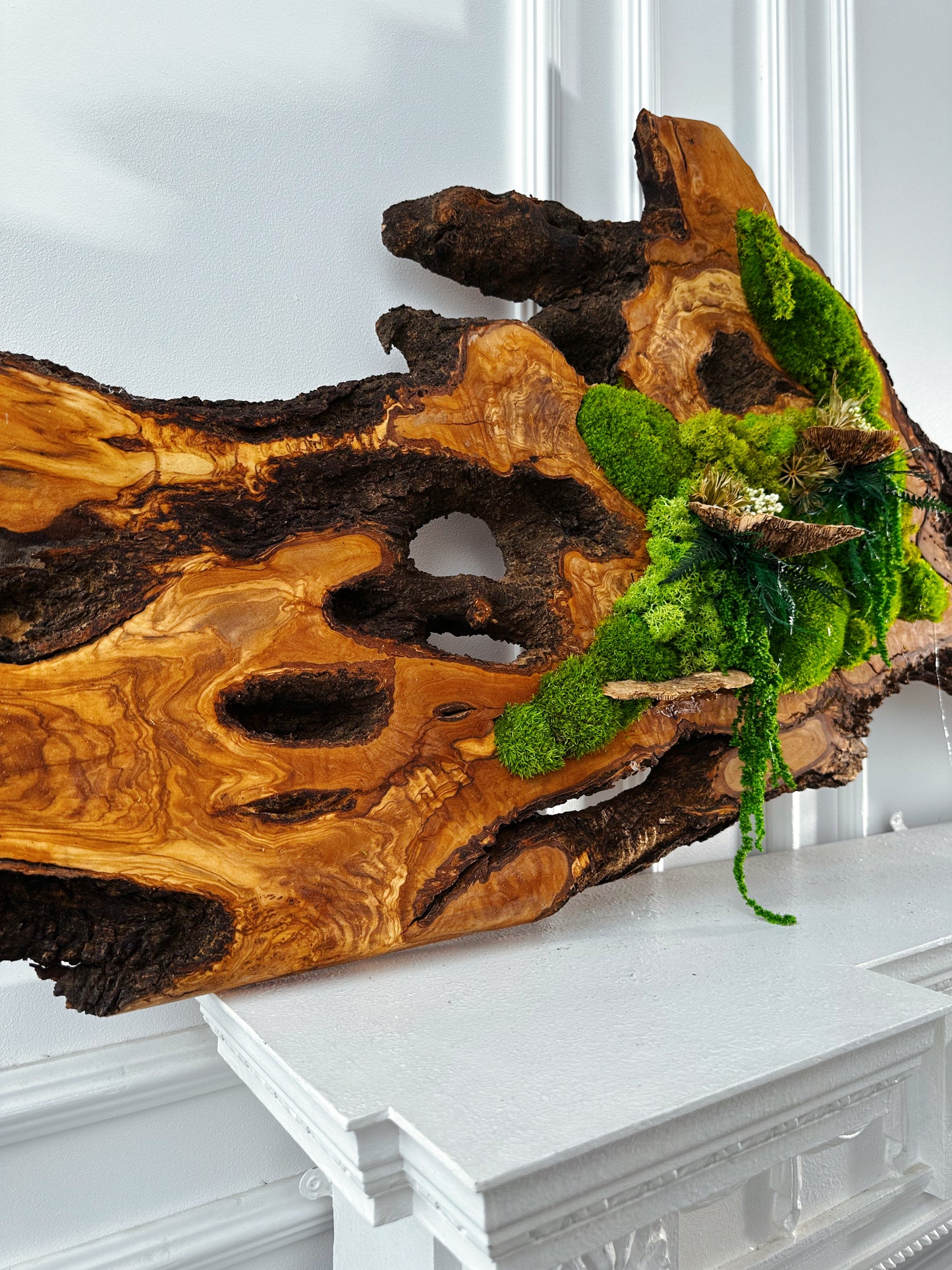 Wunderschönes Kunstwerk aus konserviertem Moos mit LED-Beleuchtung Lebendes Moos LED-Wandbild Konserviertes Moos