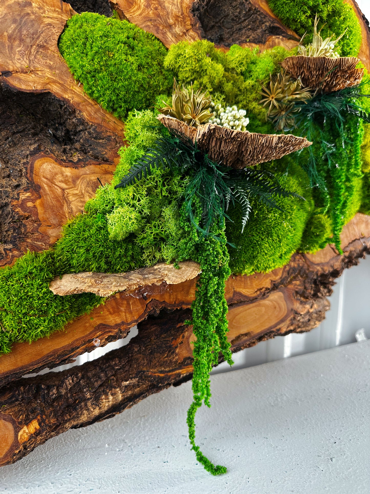 Wunderschönes Kunstwerk aus konserviertem Moos mit LED-Beleuchtung Lebendes Moos LED-Wandbild Konserviertes Moos