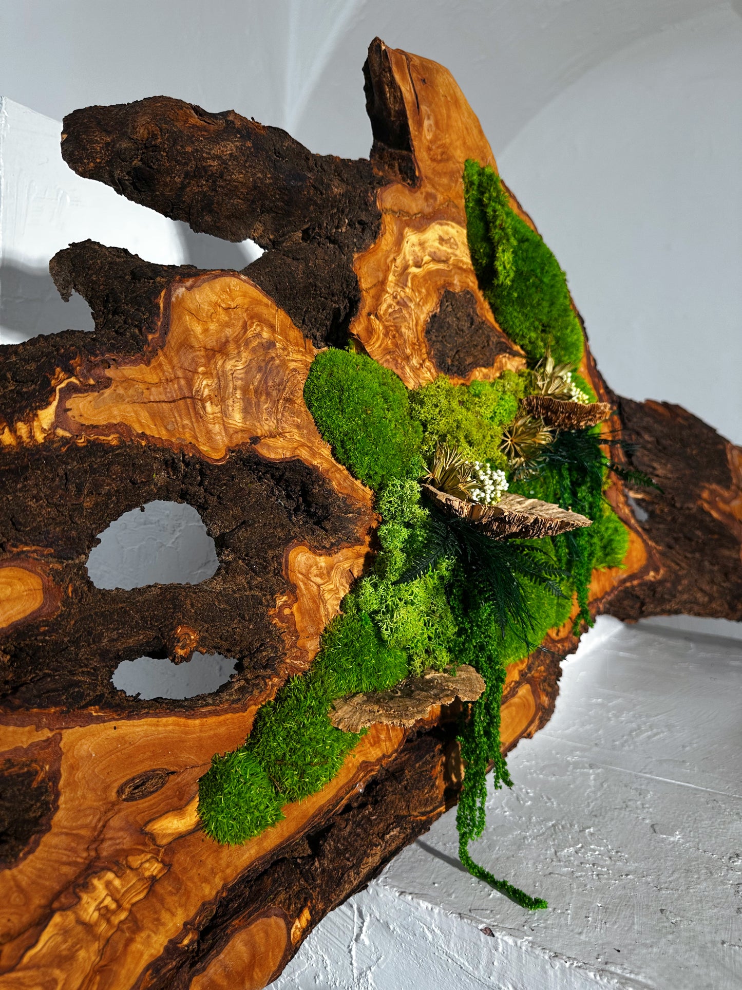 Wunderschönes Kunstwerk aus konserviertem Moos mit LED-Beleuchtung Lebendes Moos LED-Wandbild Konserviertes Moos