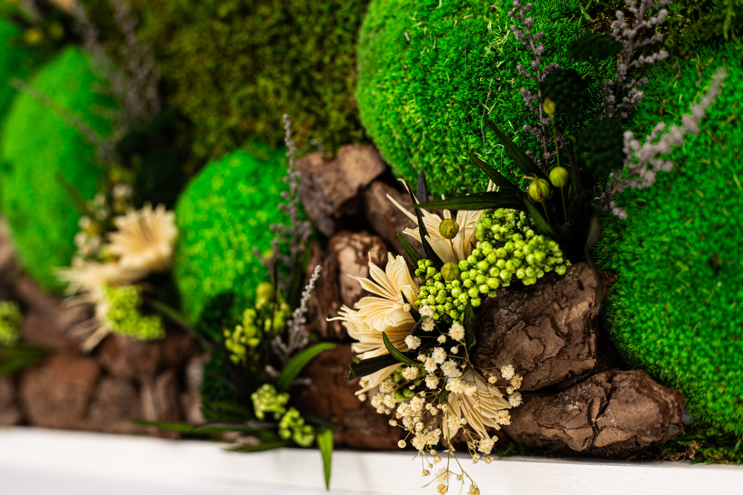 Atemberaubende grüne Wanddekoration: Wandbild aus konserviertem Moos mit LED-Beleuchtung, gerahmtes Wandbild mit konserviertem Moos und LED-Beleuchtung, ideales Geschenk für Zuhause