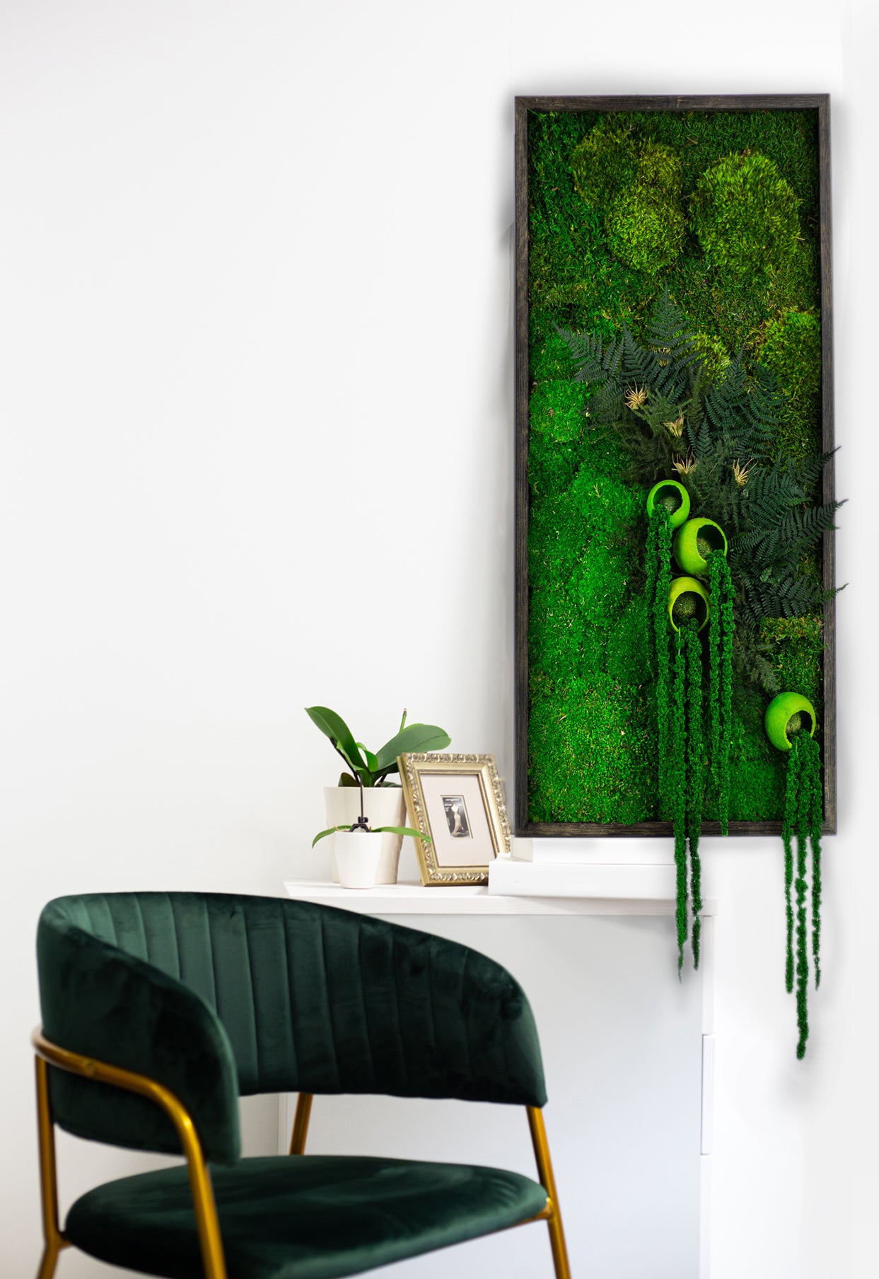 NEU!! Wandbild aus konserviertem Moos mit LED-Beleuchtung – Wunderschönes, gerahmtes Kunstwerk aus konserviertem Moos mit LED-Lichtern – Lebendes Moos-Wandbild mit LED-Beleuchtung – Umweltfreundliche Dekoration