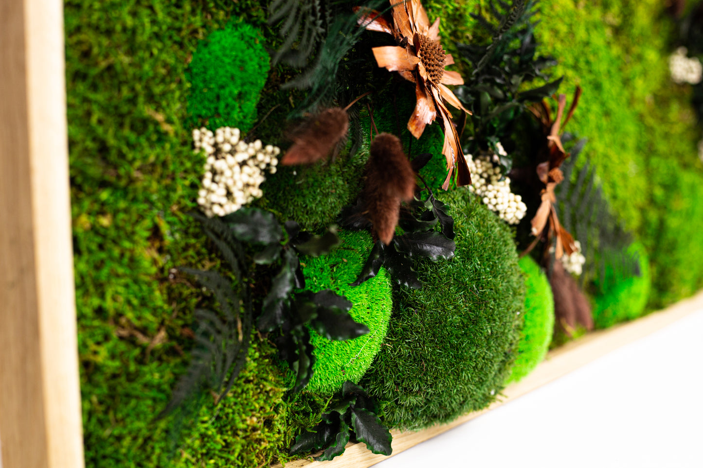 Hochwertige Wanddekoration aus konserviertem Moos mit LED-Beleuchtung, gerahmtes Moos-Wandbild, grüne Wanddekoration für Zimmer, Einzugsgeschenk