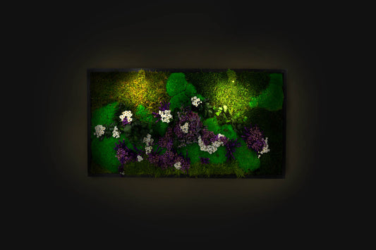 Wunderschönes Moos-Wandbild, grüne Wandkunst, gerahmtes Pflanzenkunstwerk, konserviertes Moospaneel mit LED-Beleuchtung, Moos-LED-Wohndekoration, Geschenkidee für Zuhause