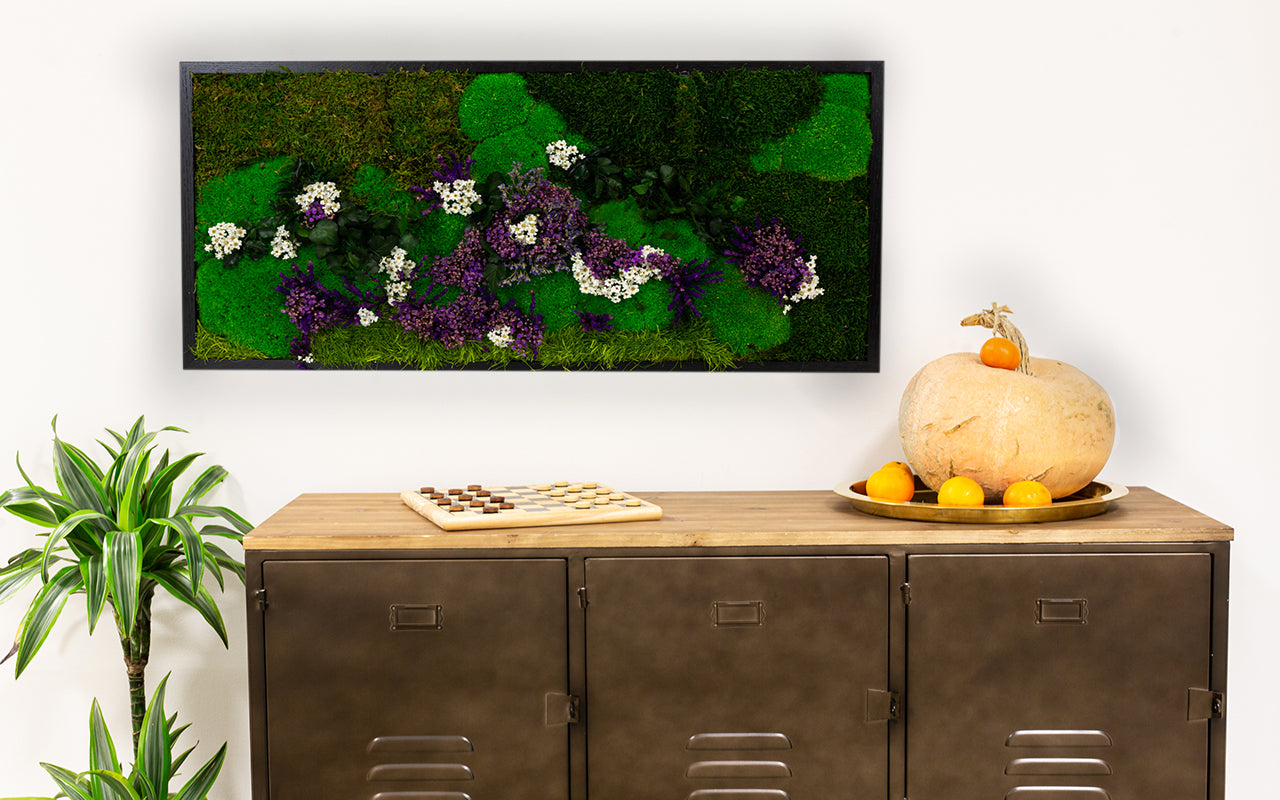 Wunderschönes Moos-Wandbild, grüne Wandkunst, gerahmtes Pflanzenkunstwerk, konserviertes Moospaneel mit LED-Beleuchtung, Moos-LED-Wohndekoration, Geschenkidee für Zuhause